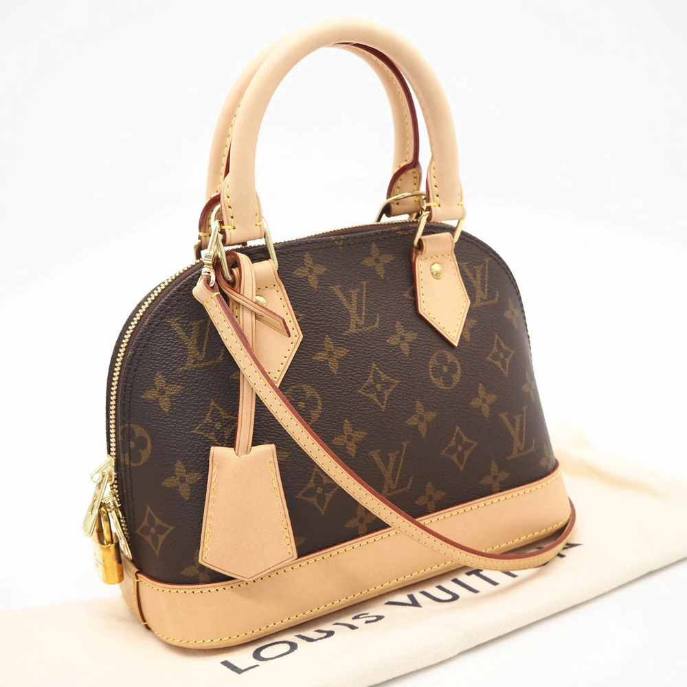 Louis Vuitton Monogram Alma Handbag Canvas Leather Beige Brown